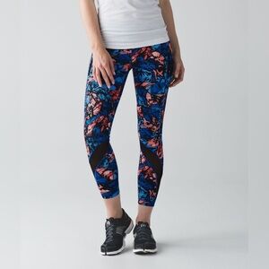 Lululemon Inspire Tight II cropped blue black and orange -like new size 6